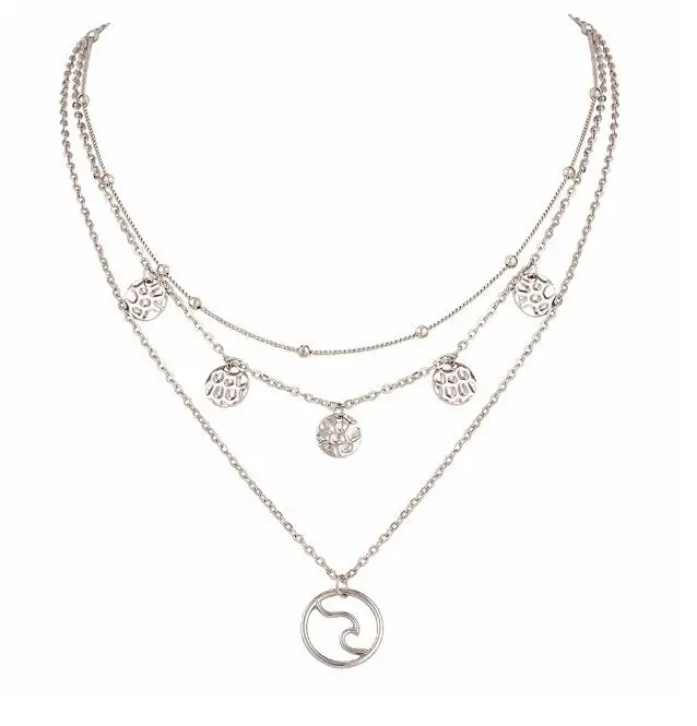 Многослойное неравномерное ожерелье с подвеской в виде вафли x 431 Европа и