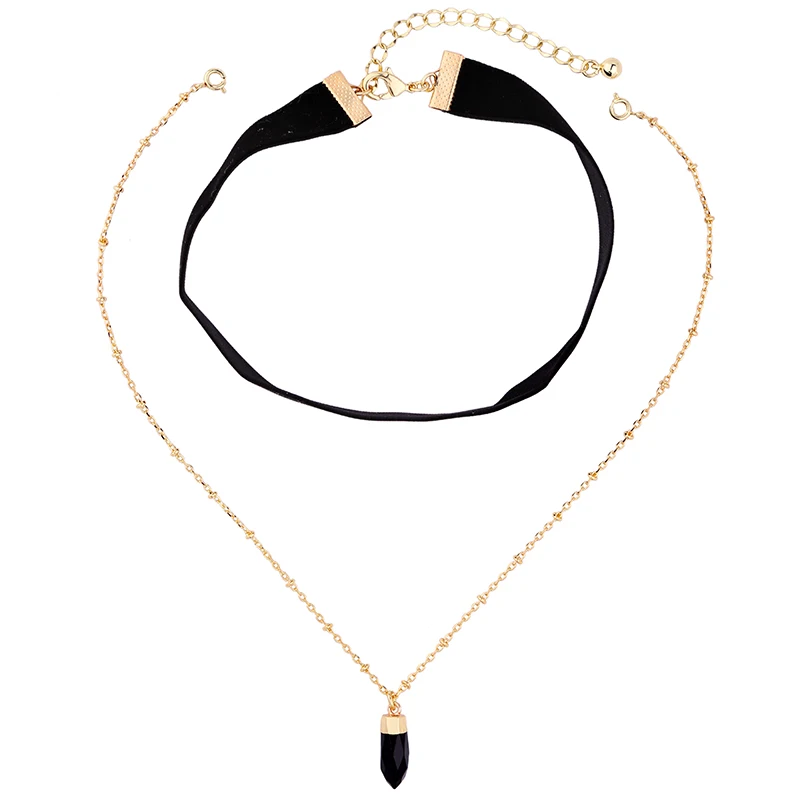 Женская цепочка золотого цвета белый синий камень кулон ожерелье черное