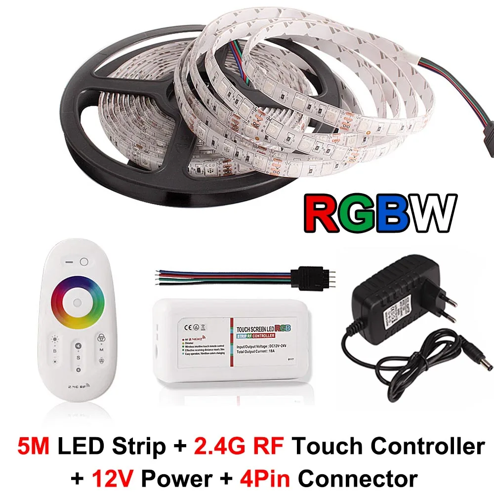 5M 5050 RGB/RGBW Светодиодные ленты Водонепроницаемый ИК/RF/Wi-Fi/Bluetooth контроллер неоновый светодиодный полосы Подсветка Ambi светильник ТВ светильник Диодная лента 12V - Испускаемый цвет: 2.4G RGBW Set