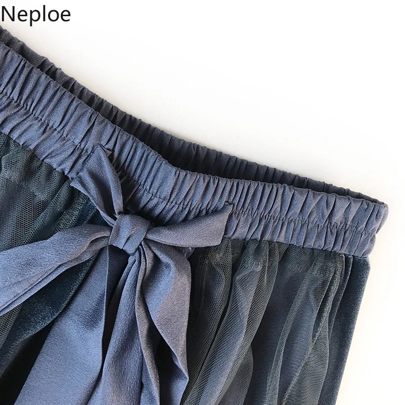 Neploe новая сетчатая Лоскутная летняя 2020 Женская юбка шикарные драпированные