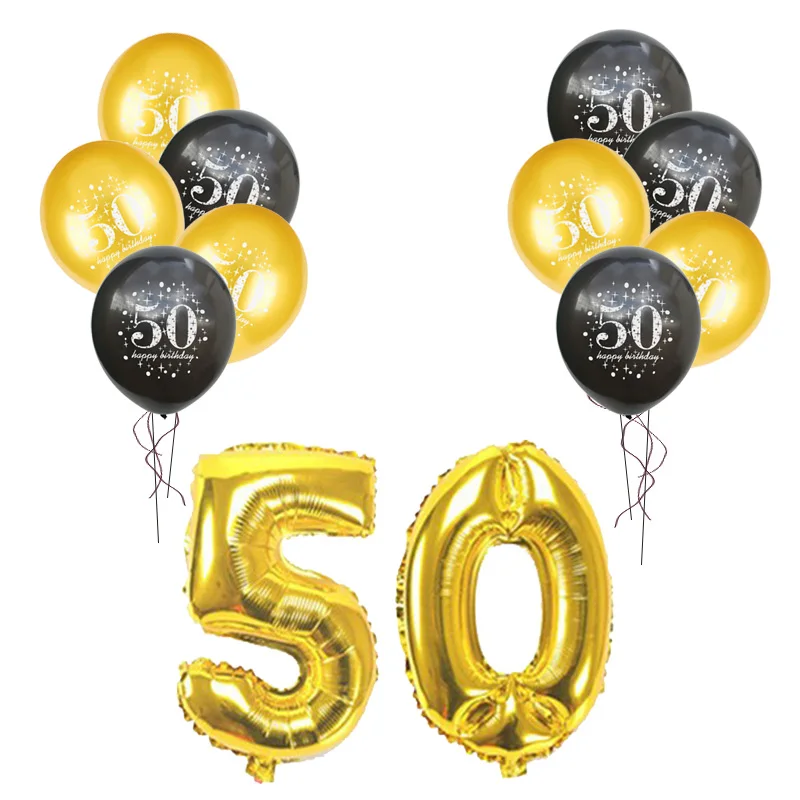 50 Year 30 конфетти шарики ко дню рождения 40 50 60 лет День рождения украшение номер 30 взрослый золотой черный воздушный шар для вечеринки на день рождения - Цвет: 50 Year