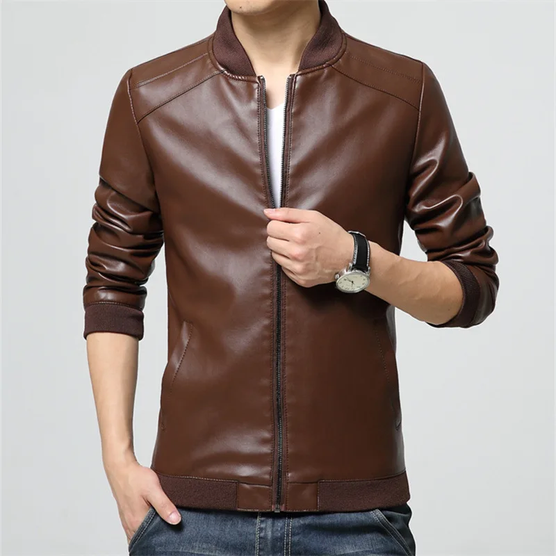 Промоакция 2017 новые мужские кожаные куртки модная мужская верхняя одежда