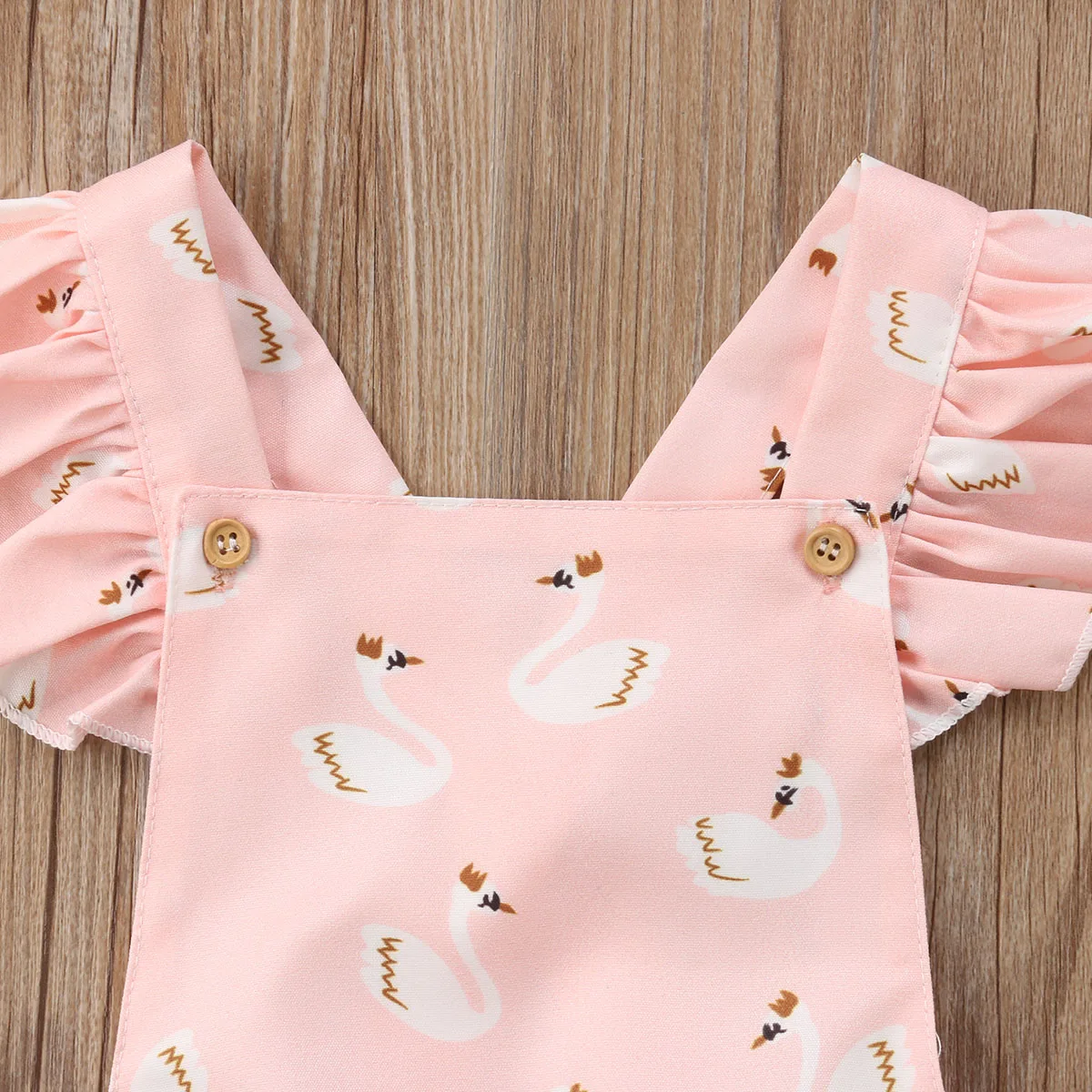 Комбинезон с коротким рукавом оборками и принтом лебедя | Мать ребенок