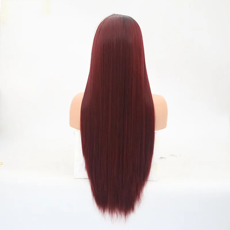 Charisma Омбре красный парик высокотемпературные волосы синтетический с темными