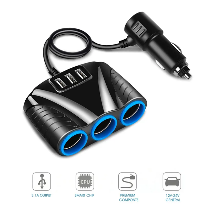 12 В автомобильный разветвитель прикуривателя Plug светодио дный USB переходник для