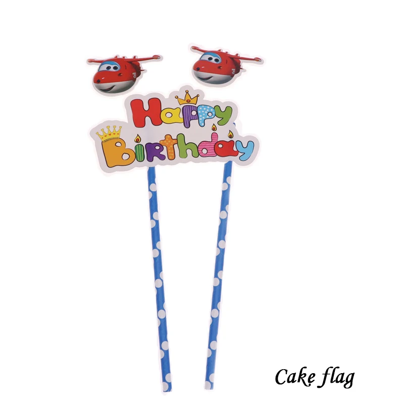 cake flag Мультфильм Супер Крылья 10 шт./лот Свадебные украшения на Рамадан принадлежности тарелка чашка баннер одноразовые посуда для душа ребенка дома - Цвет: cake flag