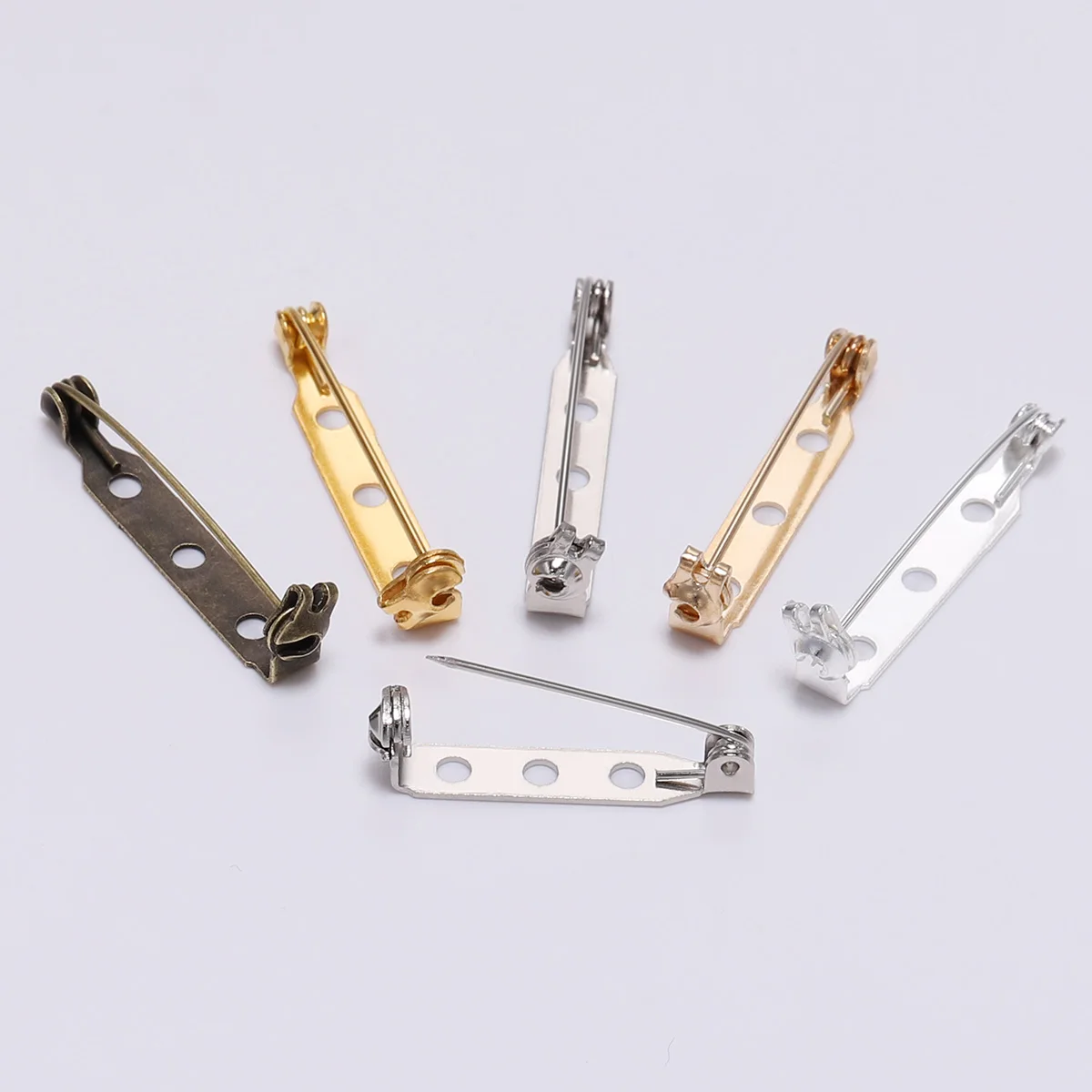 

20Pcs 20-32mm Metal Plated Brooch Base Back Bar Badge Holder Safe Lock Brooch Pins for DIY Jewelry Making Supplies Accessories