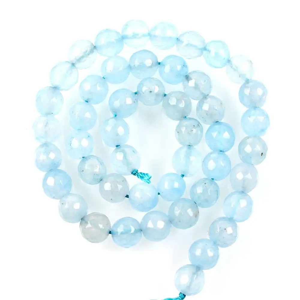 Light Blue 1" нитяные бусины из натурального камня, граненые разноцветные мраморные каменные бусины, круглые бусины для изготовления ювелирных изделий, браслет 8 мм - Цвет: Light Blue