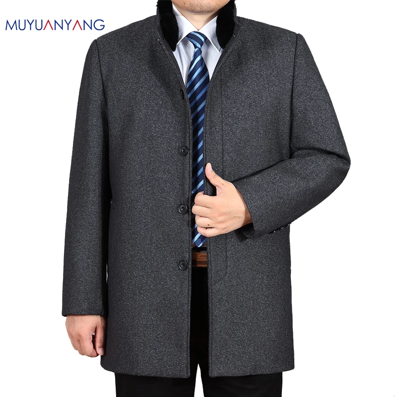 Mu Yuan Yang большой размер 3XL 4XL Зимние Повседневные шерстяные куртки для мужчин одежда мужские шерстяные куртки шерсть и смесь пальто
