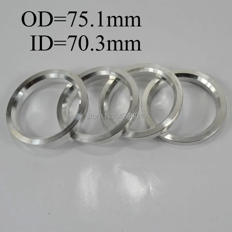 

4Pcs Wheel Hub Centric Rings Center Bore Adapters Spigot Spacer Gasket Set 70.3mm ID to 75.1mm OD Aluminium Silver
