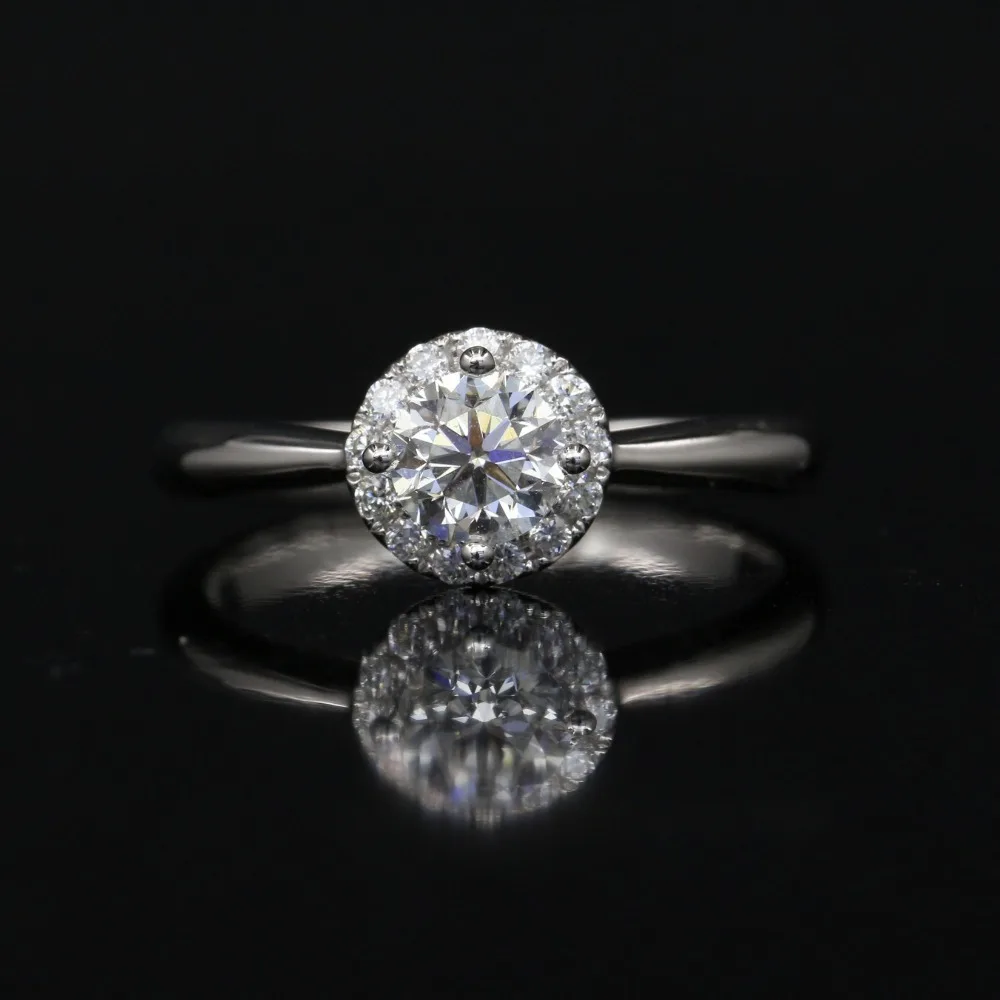 LASAMERO 0.54CT FG/SI Round Cut Halo Natural Diamond Ring For Women 18k White Gold Certified Engagement Wedding Valentine | Украшения и