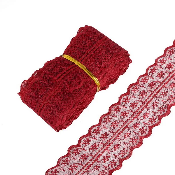 Burgandy 5 ярдов/партия, 19 цветов, кружево, лента, тесьма 45 мм, кружевная отделка, ткань, сделай сам, вышитая сетка, белый кружевной шнур для шитья, украшения - Цвет: Burgandy