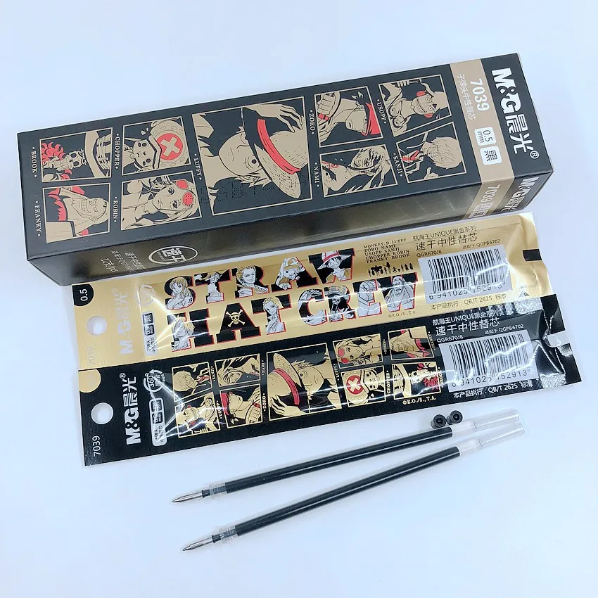 

[M&G] (12 Pcs/Lot) One Piece Anime Cute Cartoon 0.5mm Gel Pen Refills Black Ink Bullet Nib School Office Writing Tools