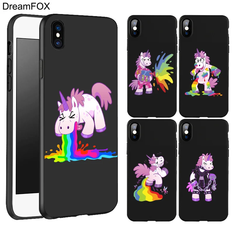 DREAMFOX L543 Rainbow Horse Black Soft TPU Silicone Case Cover For Apple iPhone 11 Pro XR XS Max X 8 7 6 6S Plus 5 5S 5G SE |