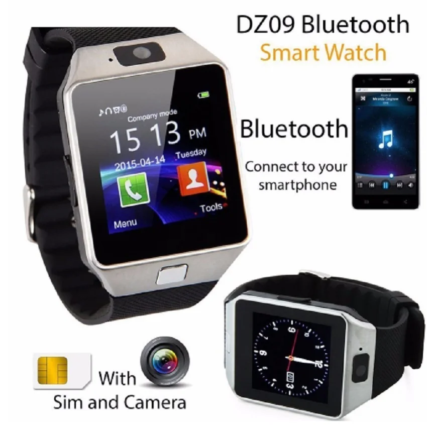 Bluetooth Умные часы DZ09 SmartWatch для Android Apple телефон Поддержка Facebook WhatsApp SD SIM с Камера |