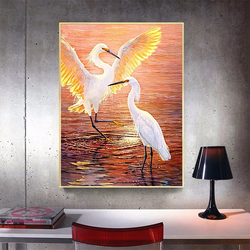 

Diy Украшение, бриллиантовая мозаика животное 5d алмазная картина Egret картина из страз полный 3d-бриллиантовая вышивка паром Декор TY133
