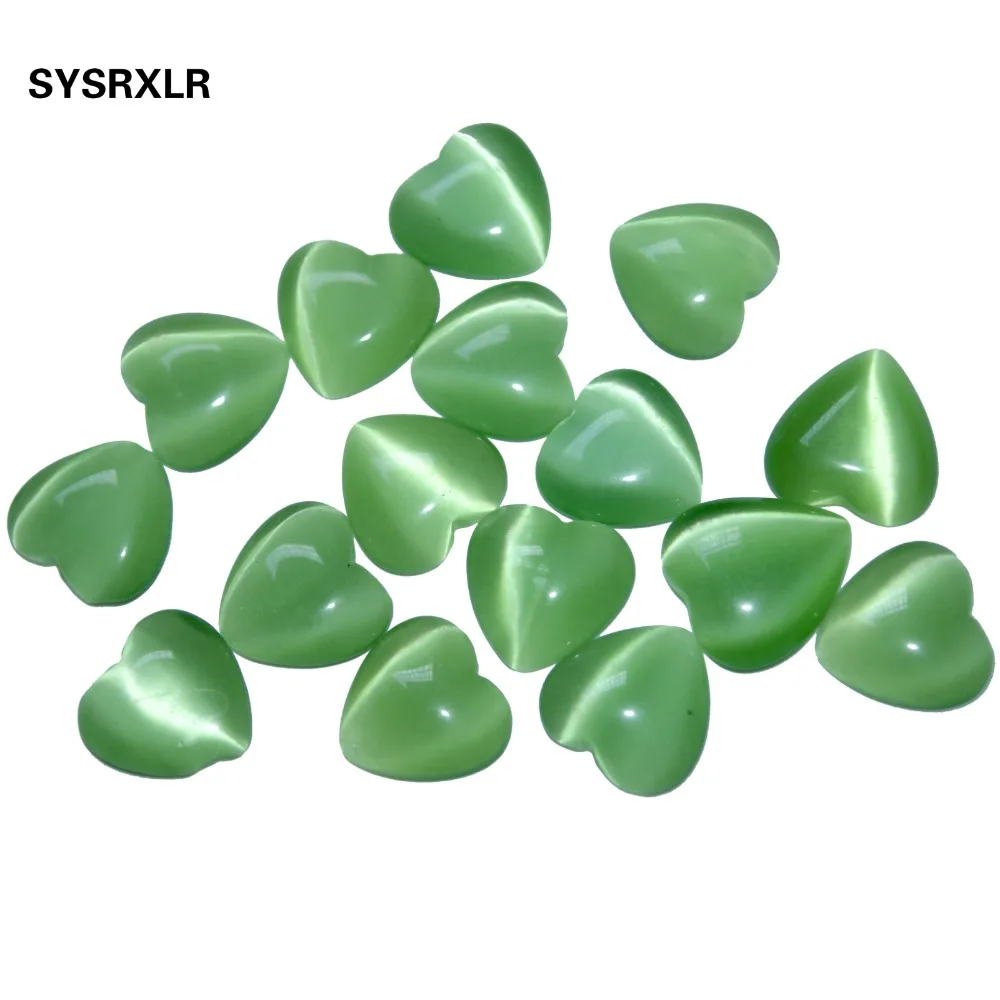 Бусины в форме сердца с зеленым опалом 12 мм 20 шт.|cat eye beads|beads for jewelry makingeye bead |