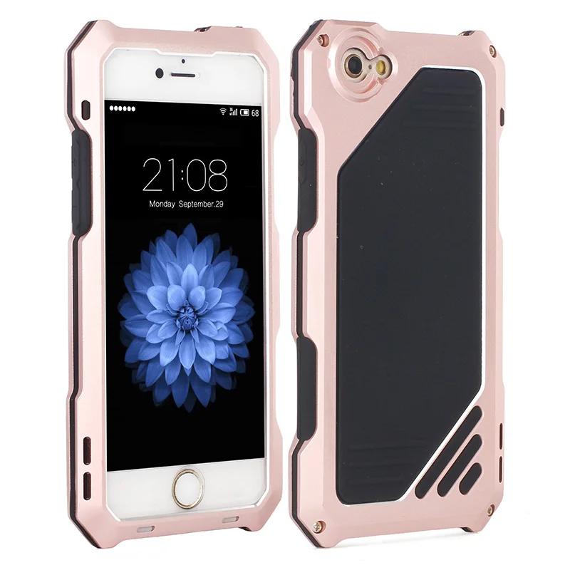 Rose Gold Алюминий Металл закаленное стекло Гибридный противоударный чехол для телефона+ объектив камеры Комплект фотография чехол s для iPhone X 5S SE 6 6S 7 8 Plus - Цвет: Rose Gold