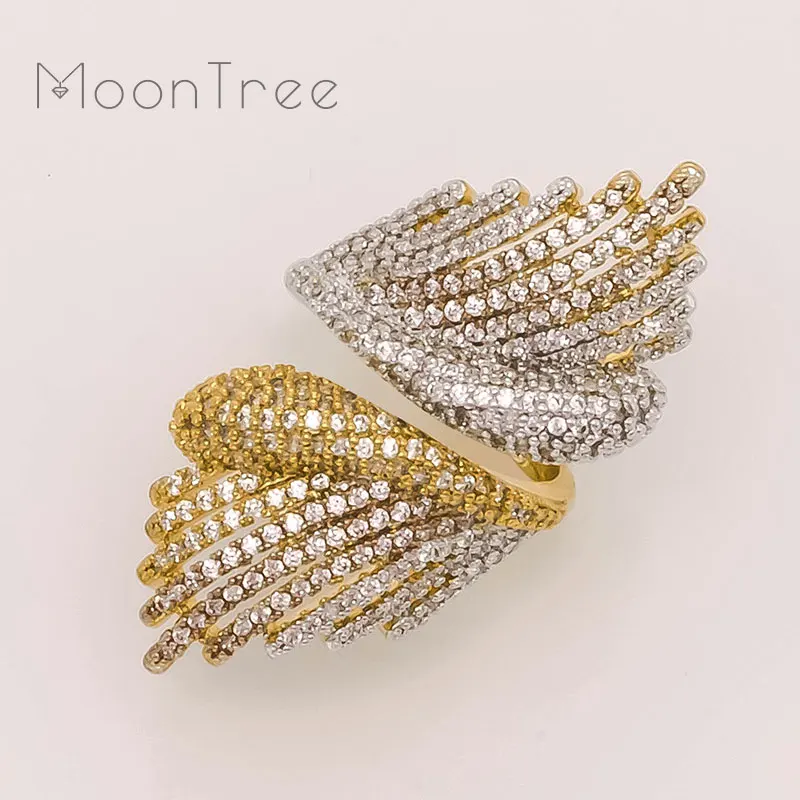 MoonTree роскошное открытое дизайнерское обручальное кольцо с цветком из фианитов