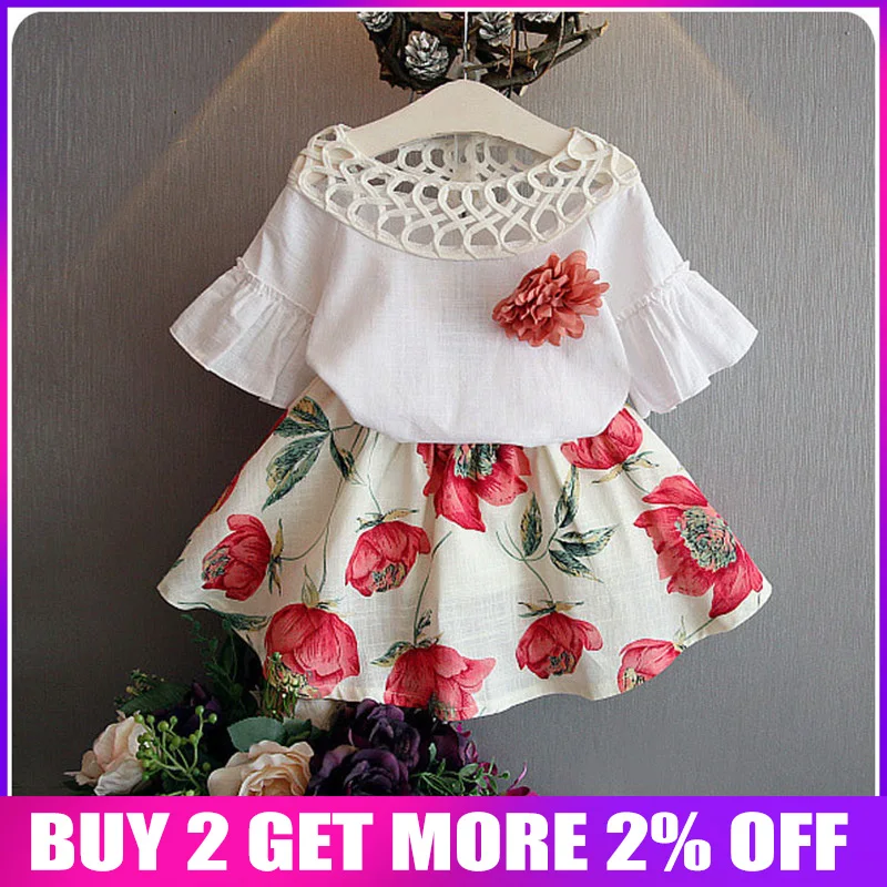 Комплекты одежды для девочек летняя новая одежда 2020 Детские Топы + модные