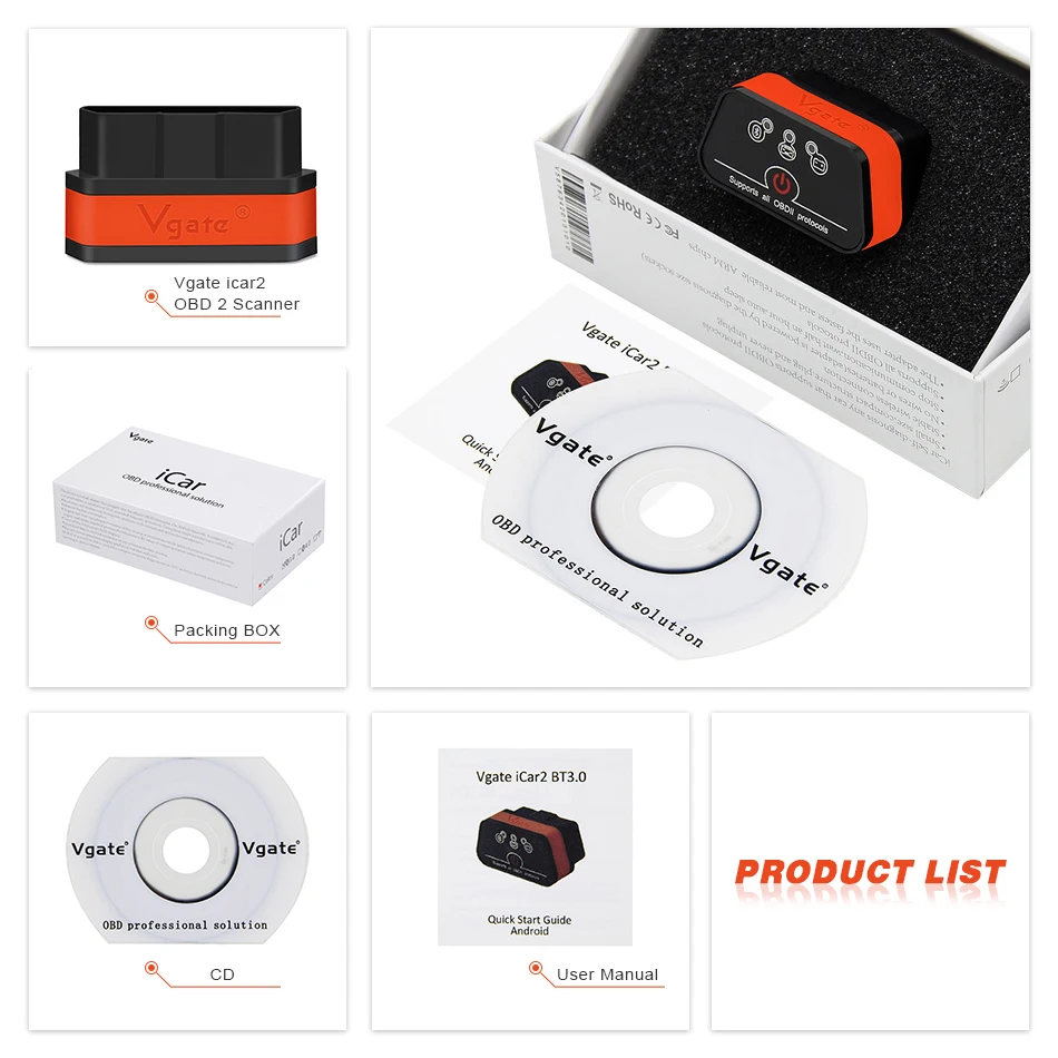 Vgate iCar2 V2.1 elm327 OBD2 Wifi Bluetooth сканер для Android/IOS Wi Fi iCar 2 автомобильный диагностический