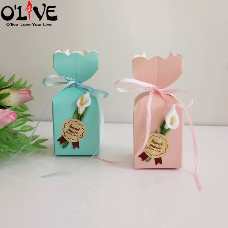 50 шт. подарочная коробка в форме вазы конфетная упаковка Calla Baby Shower коробки для