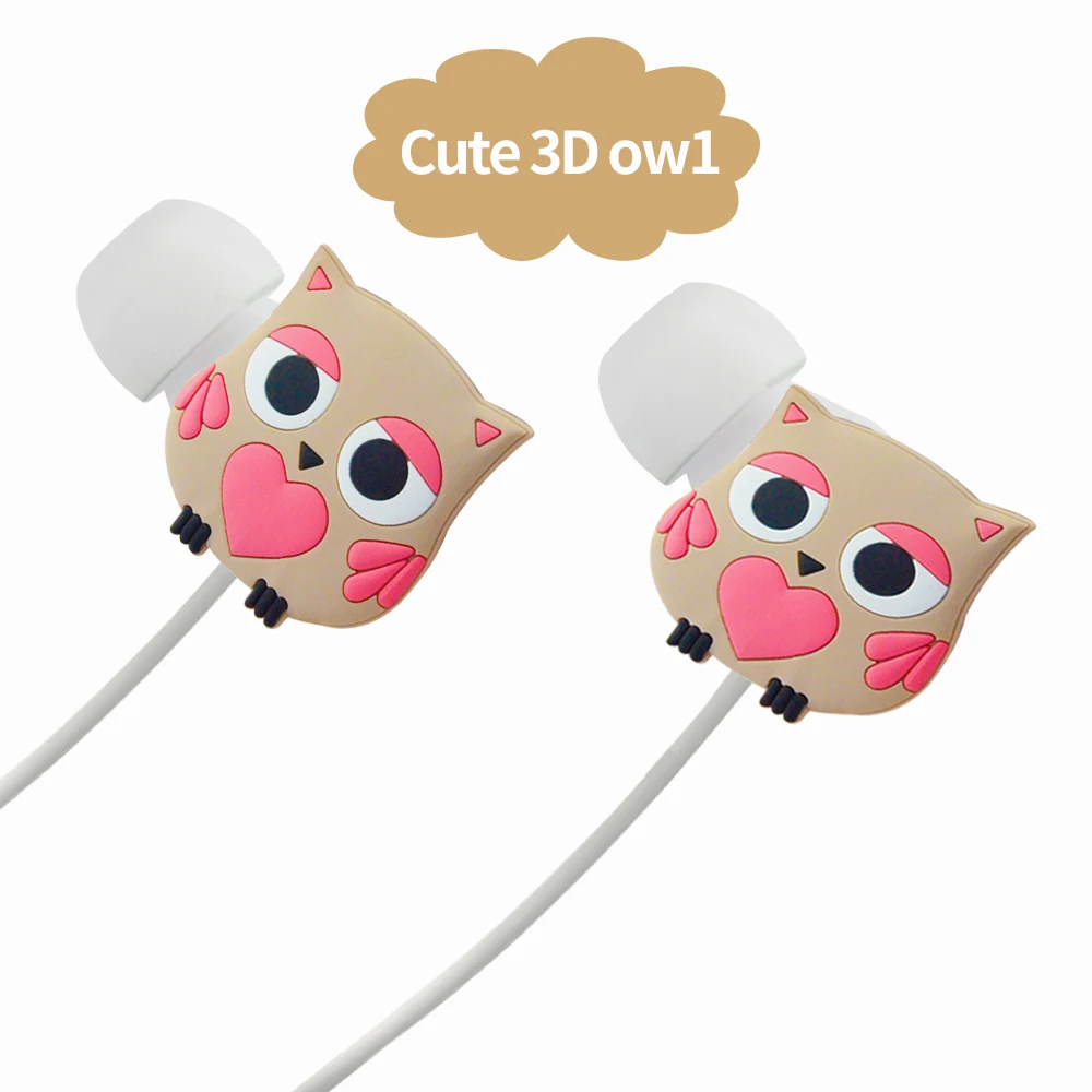 Moear Cute 3.5mm Cartoon Owl 3D Stereo Earphones Kids Wired Earbuds Headsets with Winder | Электроника