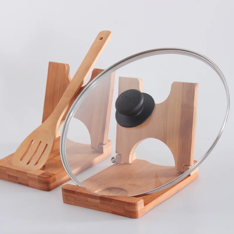 

Foldable Bamboo Pot Lids Holder Spoon Cutting Board Stand Rack Kitchen Shelf Put The Lid Multip Pot Rack Kitchen Storage