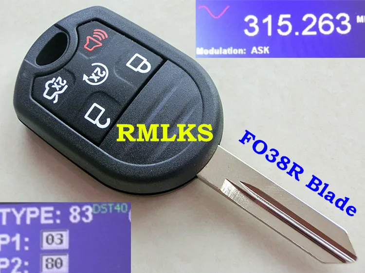 Брелок RMLKS для дистанционного ключа Ford без 4 кнопки 315 МГц 433 4D63 80 бит