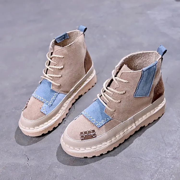 Женские ботиночки 2019 ВЕСНА Новинка осени с плоским дном сочетающихся цветов