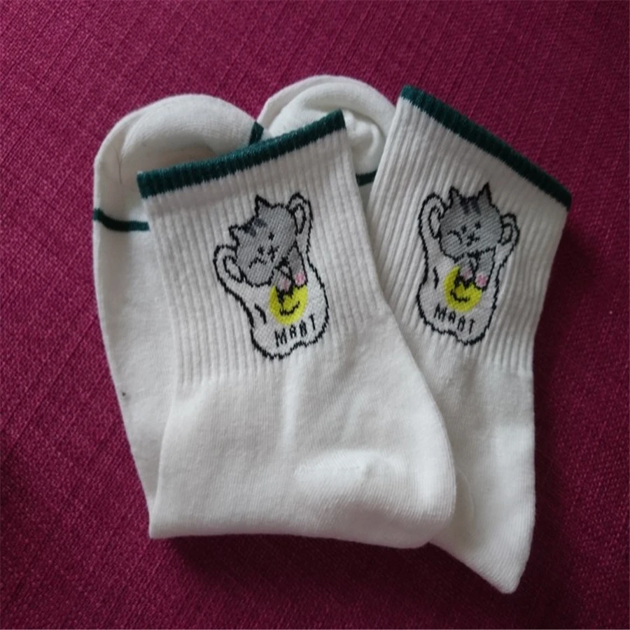 Забавные носки с милыми животными в японском стиле Kawaii носок с фруктами Art белые носки женские новые Harajuku женские носки 2 пары