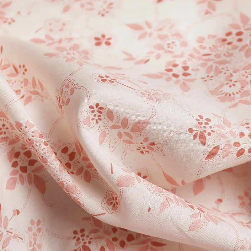Pearlsilk 14momme плотный шелк хлопок маленькие цветы печатные материалы для одежды летнее платье DIY Одежда ткани