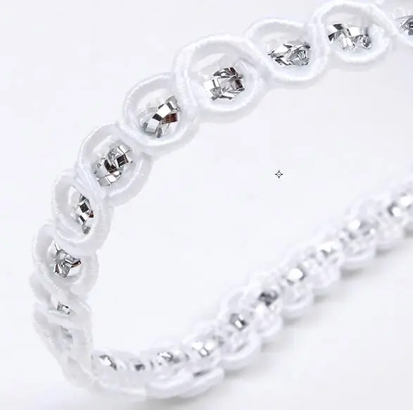 Silver 5mm 10 ярдов/партия 5 мм золото серебро вышитая тесемка шнурка полиэфира Домашняя одежда украшения DIY Свадебные игрушки, поделки - Цвет: Silver 5mm
