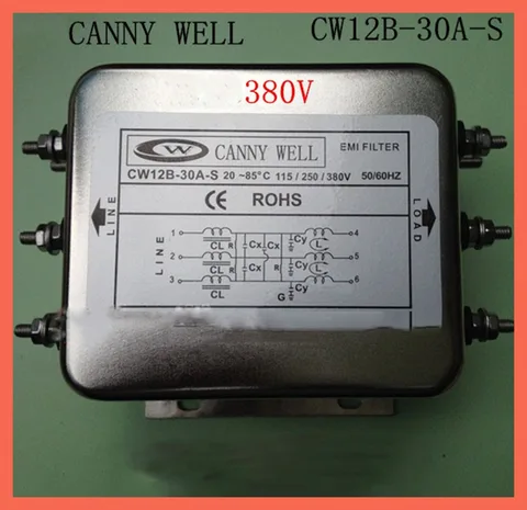 Сетевой фильтр электромагнитных помех CANNY WELL с трехфазным фильтром электромагнитных помех 380 В CW12B-30A- S, электронные компоненты, сетевой фильтр