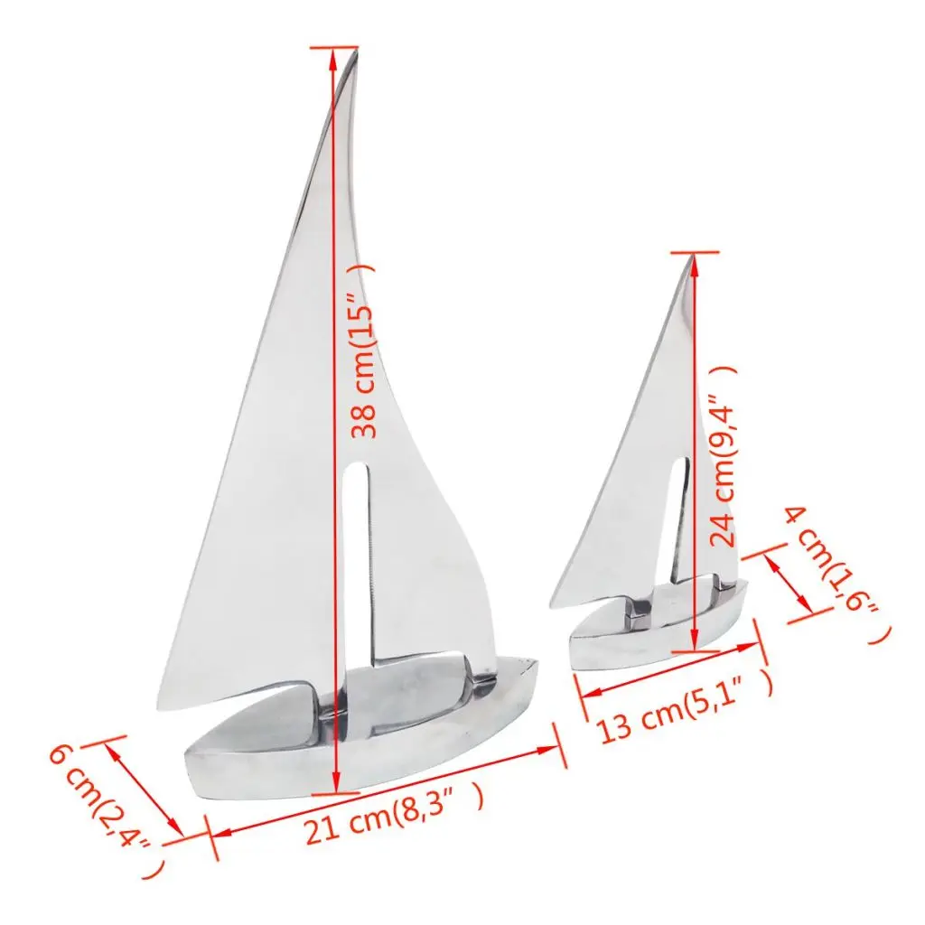 VidaXL двух частей парусная лодка украшения Алюминий серебро | Дом и сад