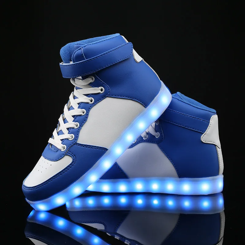 2017 Unisex Adults Lights Up Led Luminous Shoes High Top men Glowing Casual Shoe With Simulation Sole For Men Big Size 35-46 | Обувь