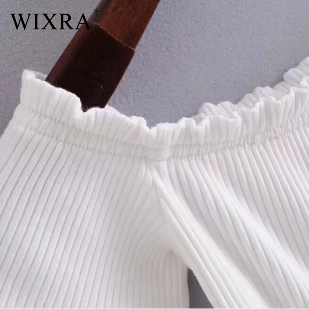 WIXRA базовый боди с открытыми плечами рюшами Летний комбинезон для фитнеса