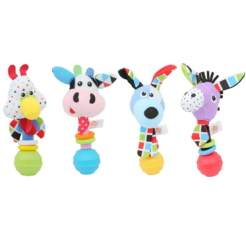 

Animal Hand Bells Plush Baby Toy High Quality Newbron Gift Christmas Animal Style Baby Plush Rattle Toy Gifts
