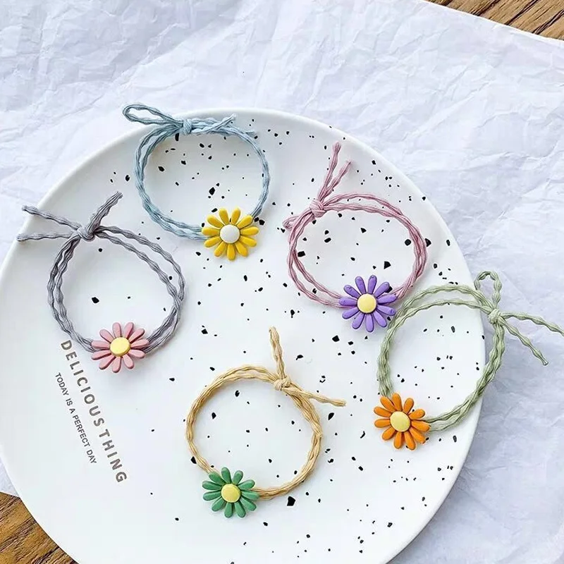 Заколки для волос с мультяшным цветочным рисунком милые эластичные резинки