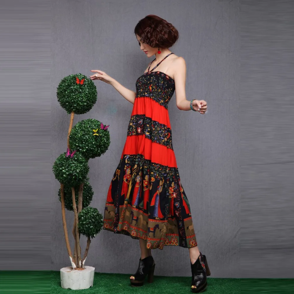 Женская длинная Плиссированная юбка Повседневная пляжная из хлопка и льна в