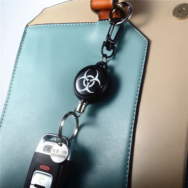 Брелок QOONG для ключей мужчин и женщин Высокоэластичный телескопический с защитой