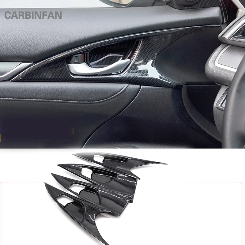 Внутренняя дверная ручка из углеродного волокна для Honda Civic 10 седан 2016 2017 хэтчбек