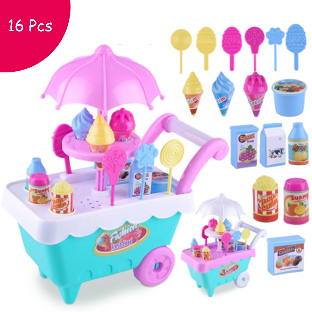 Маленькие тележки для мороженого для девочек, мини-тележка для конфет, магазин, ролевые игры, симуляция супермаркета, детские игрушки, играющие дома, игрушки для девочек