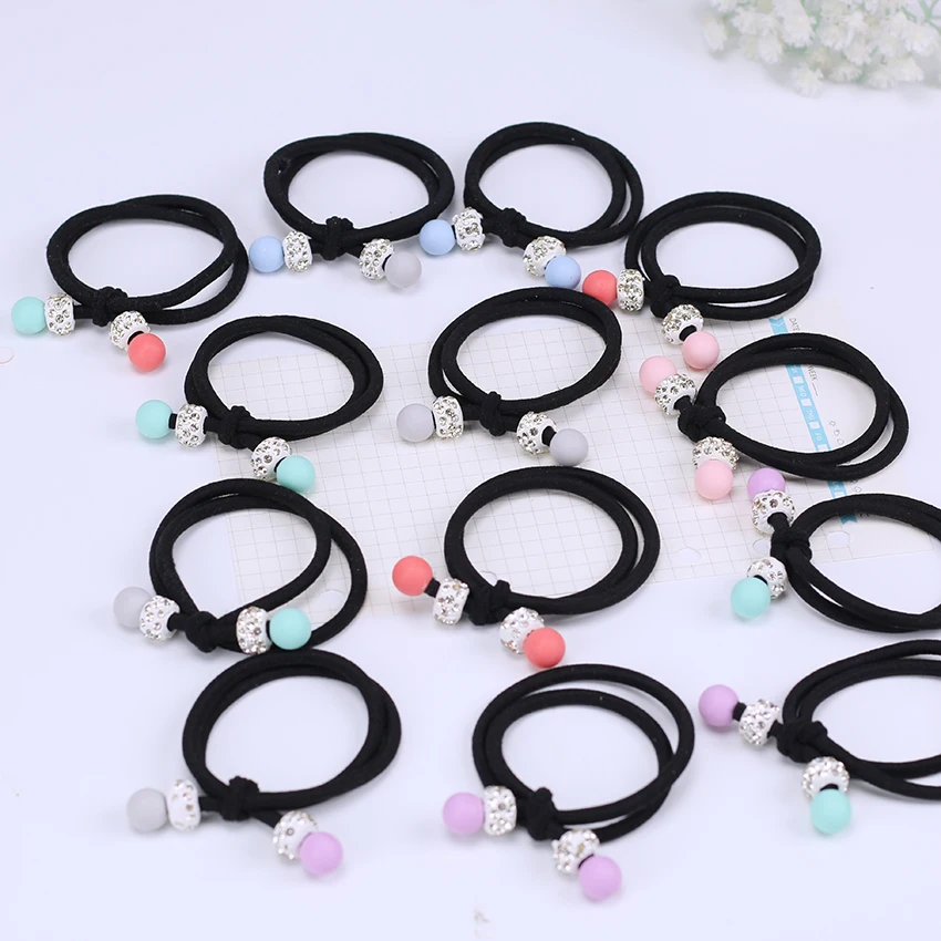 1PC Fashion Women Hair Accessories Cute Red Colored Beads Elastic Hair Bands Girl Hairband Hair Rope Gum Rubber Band