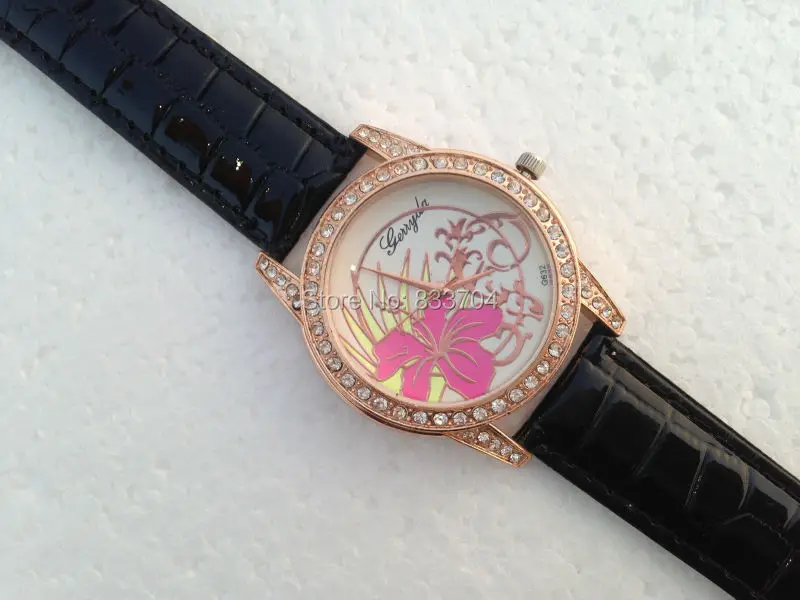 Бренд GERRYDA 2016 женские часы с бриллиантами модные кварцевые цветком Брендовые