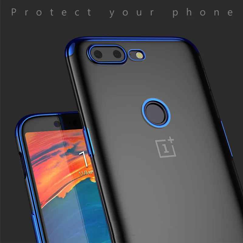 Original Transparent Full Protection Oneplus 5T Case Laser Plating Back Cover Soft Silicone TPU One plus Clear |