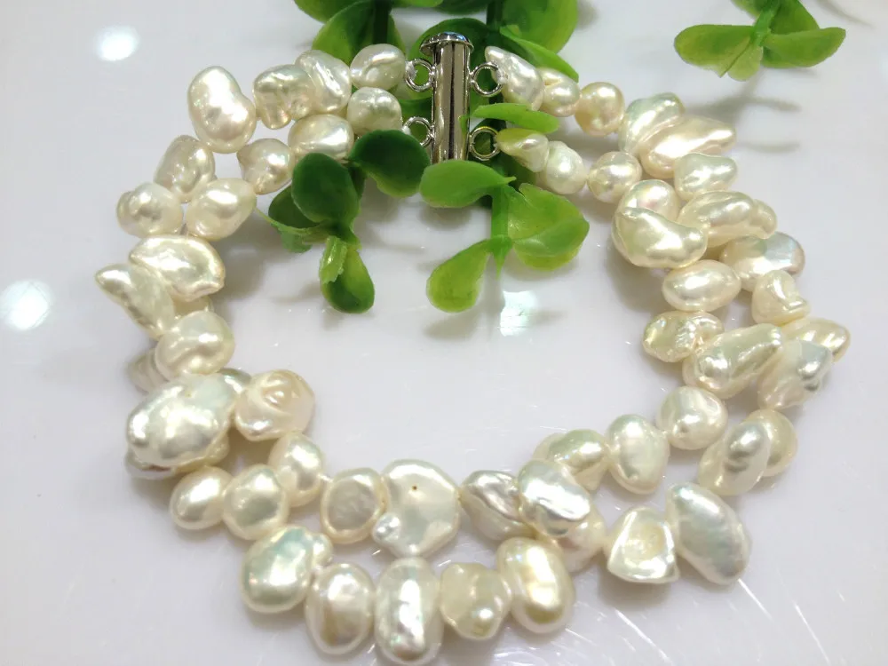 Женский браслет из пресноводного жемчуга неправильной формы двух нитей 2013 с