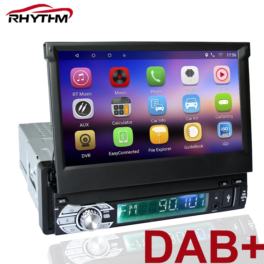1din dab Android 7,1 gps автомобильный мультимедиаплеер 7 дюймов 1080P сенсорный экран головное устройство Авторадио wifi DVD видео аудио Передняя панель