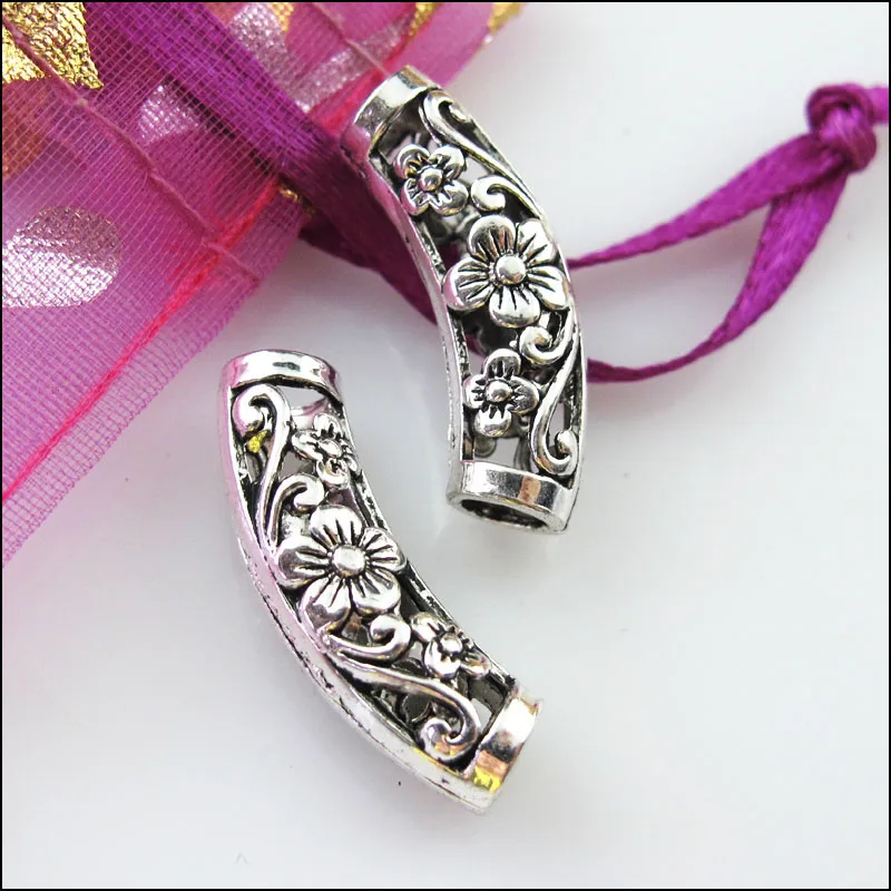 Модные тибетские серебряные бусины Распорки с волнистыми цветами 10 шт.