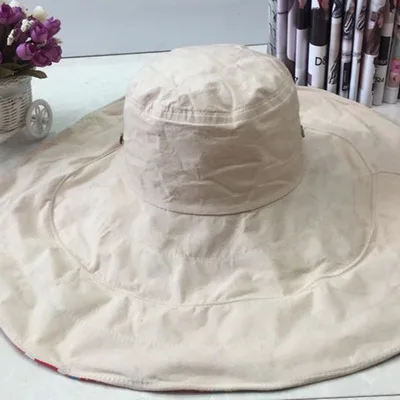 BINGYUANHAOXUAN шляпы от солнца! Шляпы, шляпы от солнца для женщин, летняя большая пляжная шляпа с цветочным принтом и широкими полями - Цвет: beige